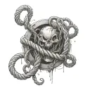 Oroborus tied into a noose ink  tattoo design idea