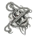 Oroborus tied into a noose ink  tattoo design idea