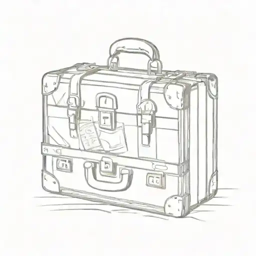 cardboard suitcase lineart tattoo design idea