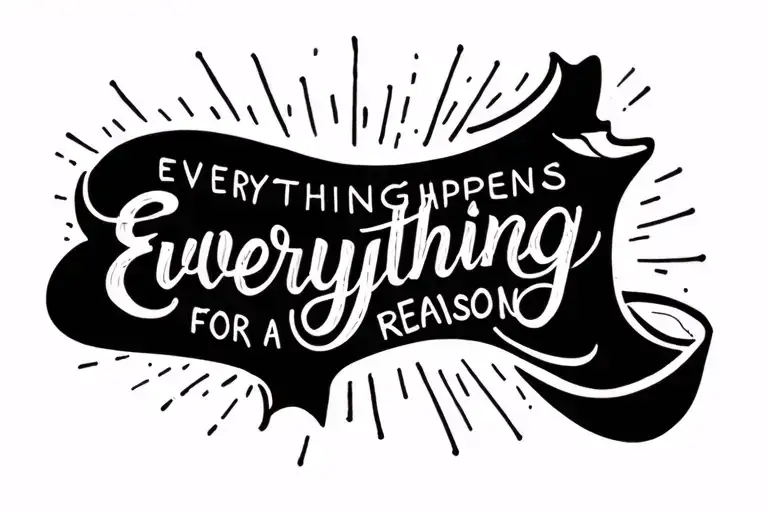 simple line tattoo with the words "Everything happens for a reason" with the emphasis on the word "Everything"  tattoo design idea