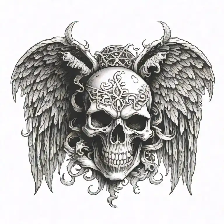 death angel love family strength courage bravery honor demon tattoo design idea
