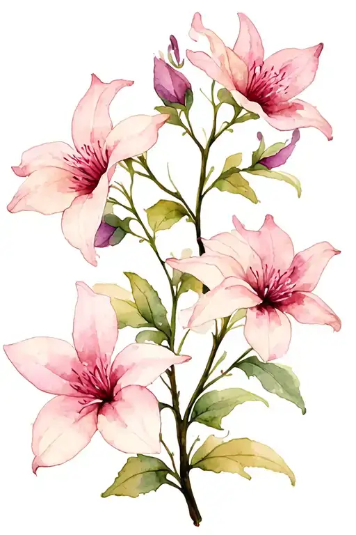 clematis flower with soft vine tattoo design idea