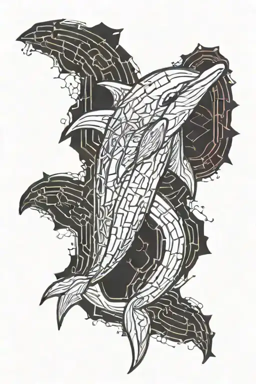 dolphin jumping tattoo design idea