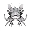 axolotl with aztec armor tattoo design idea