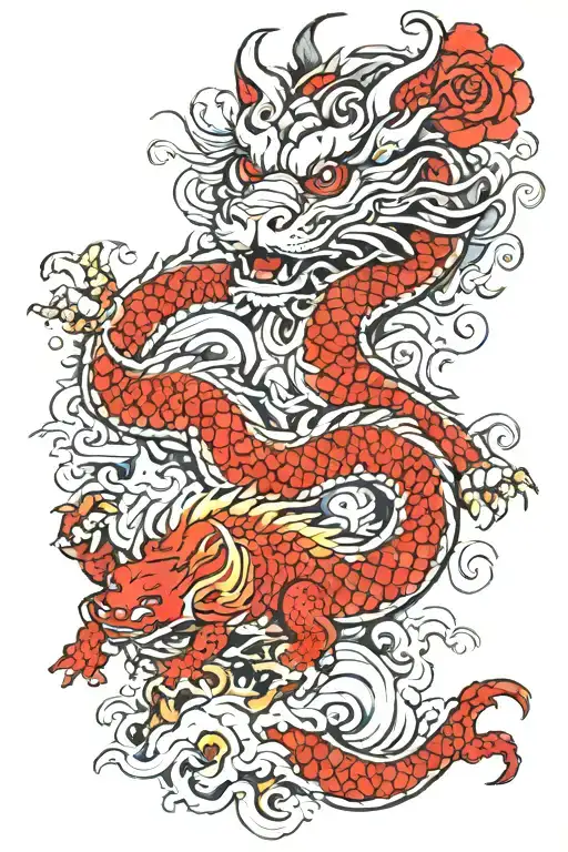 Dragon and Bear  tattoo design idea