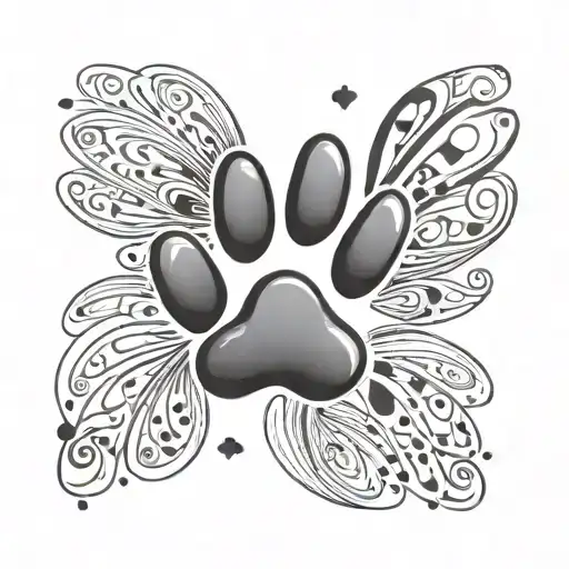 small cat paw print with love heart  tattoo design idea