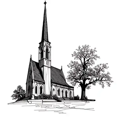 a church steeple gothic tattoo design idea