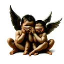 see no evil hear see speak no evil 3 baby angels tattoo design idea