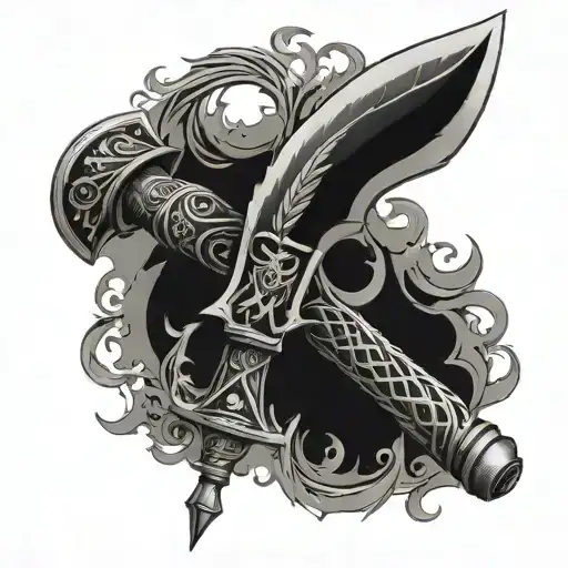 weapon loyal brave and true tattoo design idea