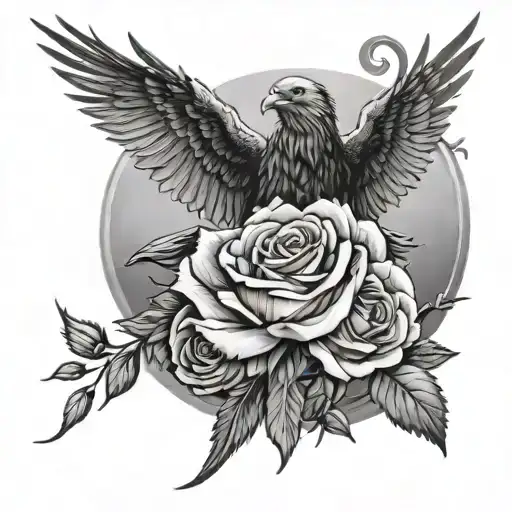 half sleeve buzzard roses design tattoo design idea