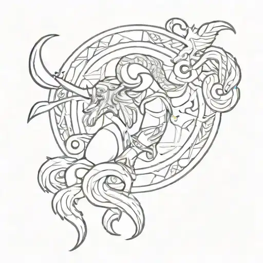viking and Scottish Capricorn symbol tattoo design idea