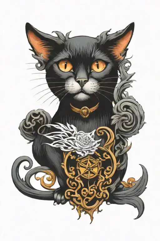 Black cat wiccan tattoo tattoo design idea