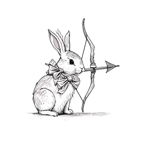 a rabbit with a bow and arrow tattoo design idea