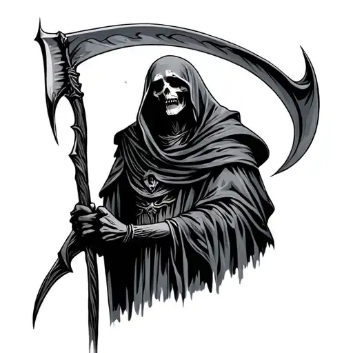 grim reaper holding a scythe tattoo design idea