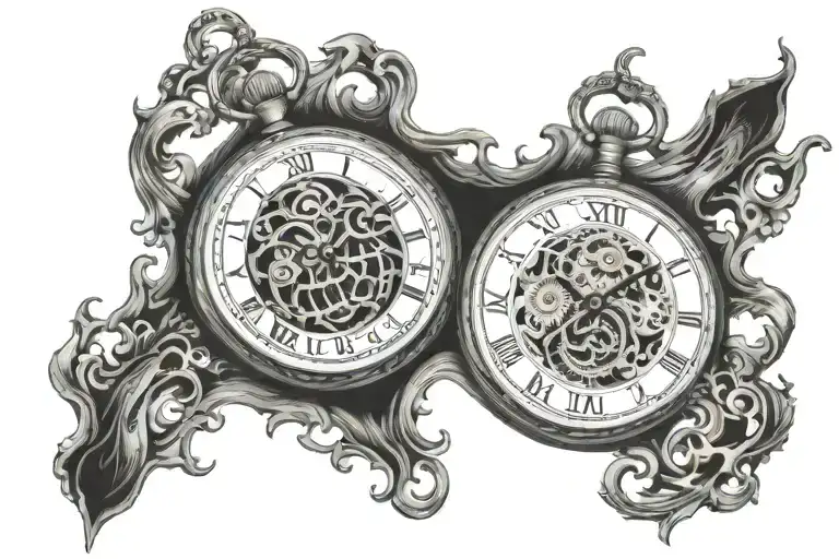 pocket watch tattoo design idea