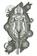 male god full body symbolizing power and rebirth tattoo design idea