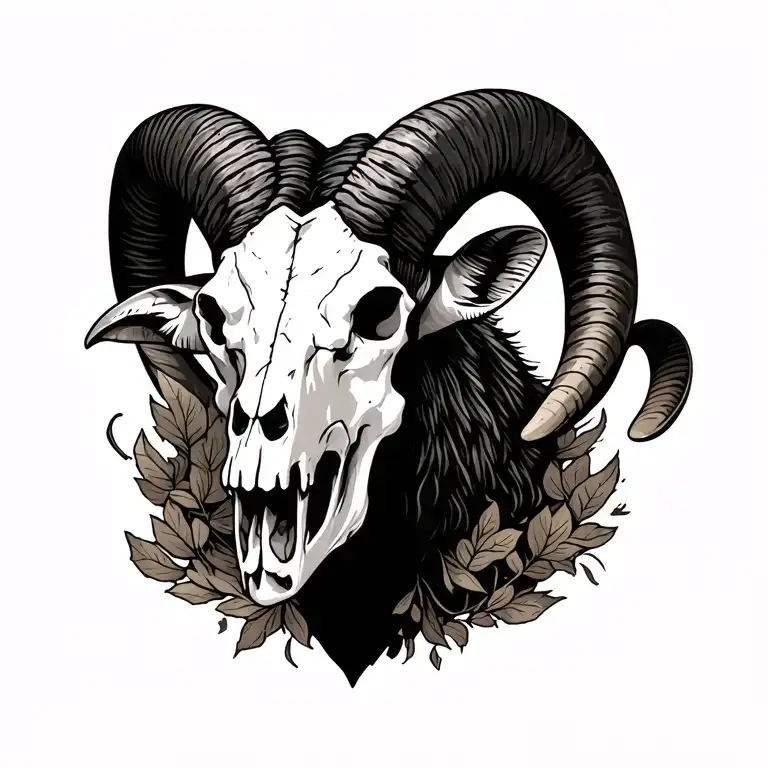 non satinic bighorn sheep skull hunting tattoo design idea