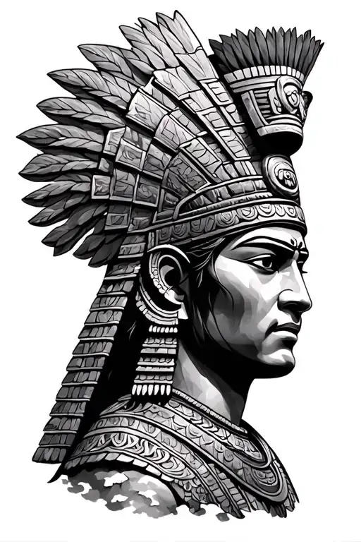 Mayan warrior chichen itza with sky filled tattoo design idea