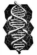 DNA Helix twisted with a octagon honeycomb pattern background tattoo design idea