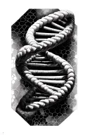 DNA Helix twisted with a octagon honeycomb pattern background tattoo design idea