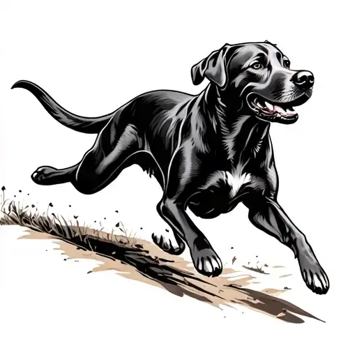 Labrador retriever running tattoo design idea