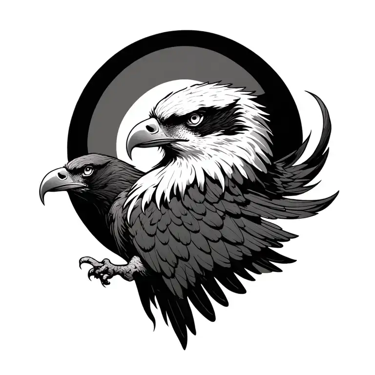 enso circle with eagle  tattoo design idea