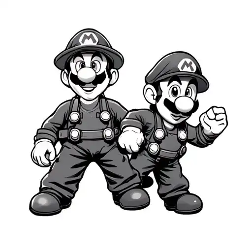 super mario an luigi firefighters  tattoo design idea