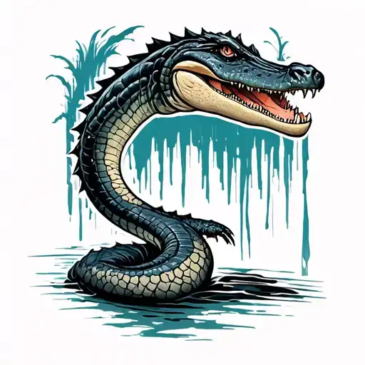 full length alligator tail tattoo design idea