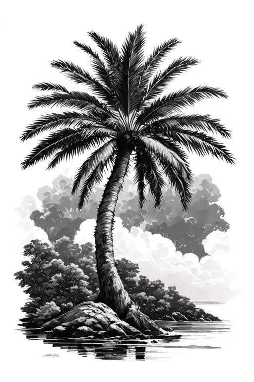 A tall palm tree on one side — graceful and flourishing, symbolizing righteousness and endurance.	•	A strong cedar tree tattoo design idea