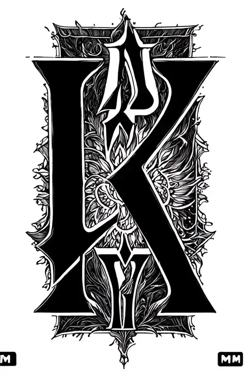 Hebrew Letters KUF, (K), Dalet (d), Yod (J), MEM (M), and Final Mem () tattoo design idea