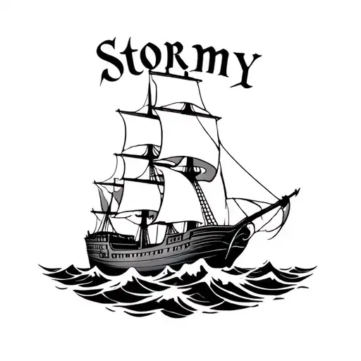 "stormy seas or gentle breeze" "stormy seas or gentle breeze" realistic pirate ship sailing through stormy seas tattoo design idea