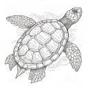 A turtle but on the shell I want a palm tree with a sea star and a shell fish and add a monoï flower tattoo design idea