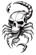 scorpion skull with shooting hole tattoo design idea