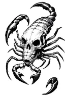 scorpion skull with shooting hole tattoo design idea