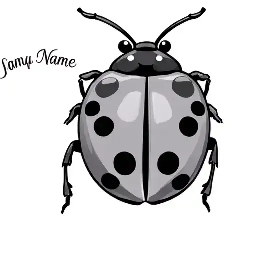 lady bug with name incorporated girly tattoo design idea
