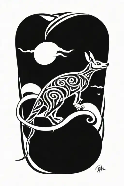 gambler kangaroo tattoo design idea