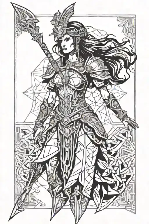 Athene warrior lady full body tattoo design idea