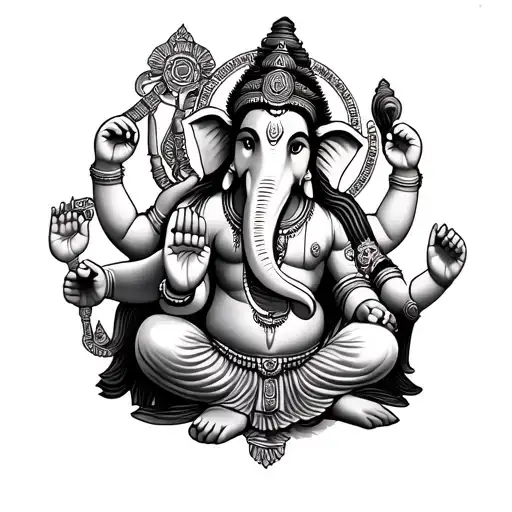 Drawing Of Hindu God Ganesha next to god shiva Tattoo tattoo design idea