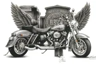 in memory of dad harley davidson wings tattoo design idea