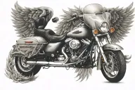 in memory of dad harley davidson wings tattoo design idea