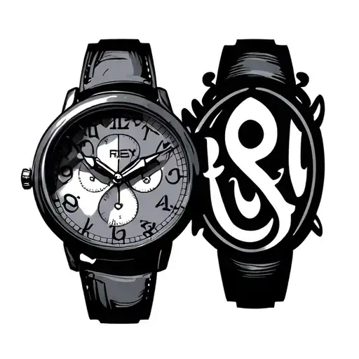 "REY" wristwatch intertwined tattoo design idea