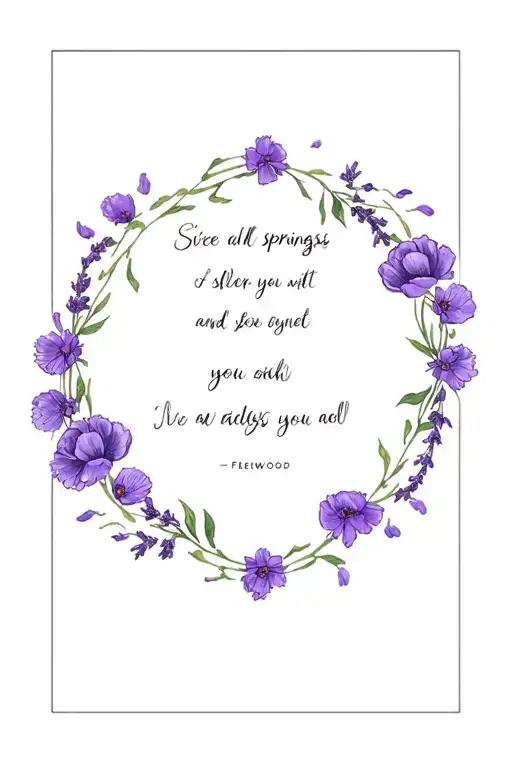 silver springs by fleetwood mac lyrics surrounded by peonies, poppy and lavender tattoo design idea