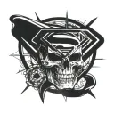Superman logo with reference to a skull and gladiator the movie tattoo design idea