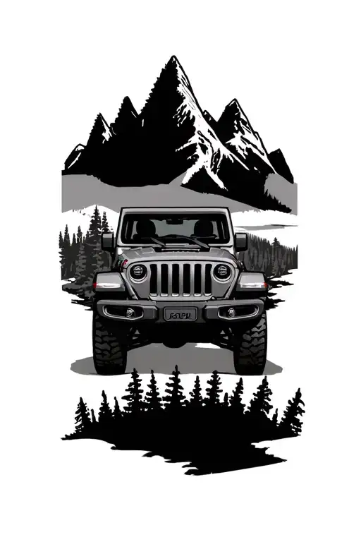 Colorado mountains hunting jeep wrangler jk tattoo design idea