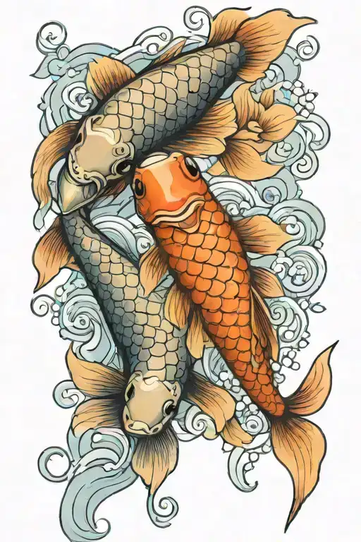 2 baby koi fish tattoo design idea