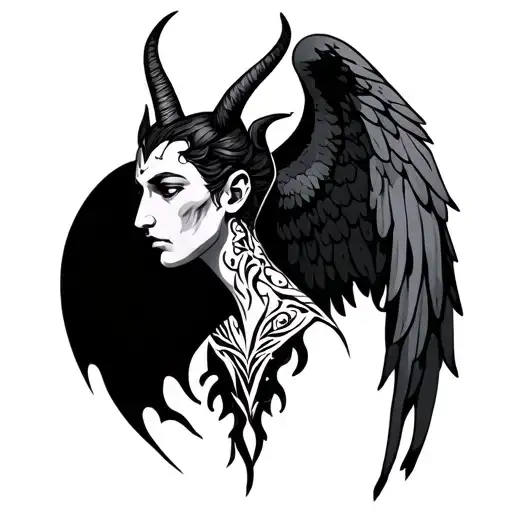 Devil And Angel Neck tattoo design idea