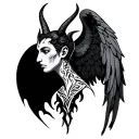 Devil And Angel Neck tattoo design idea