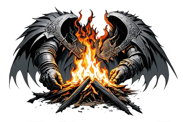 dark souls bonfire tattoo design idea
