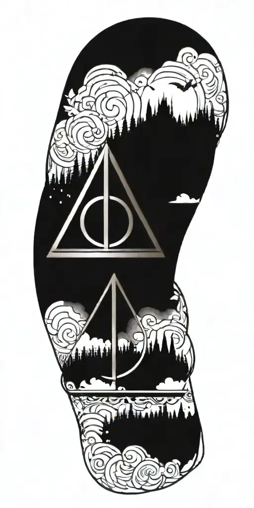 Harry Potter and the Deathly Hallows symbol incorporated tattoo design idea