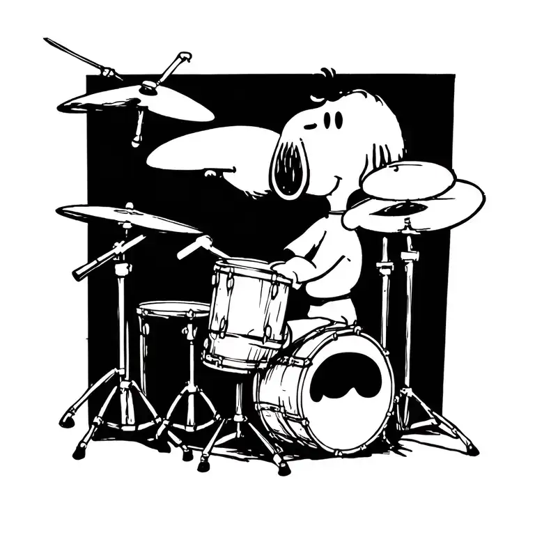 Snoopy playing drums tattoo design idea